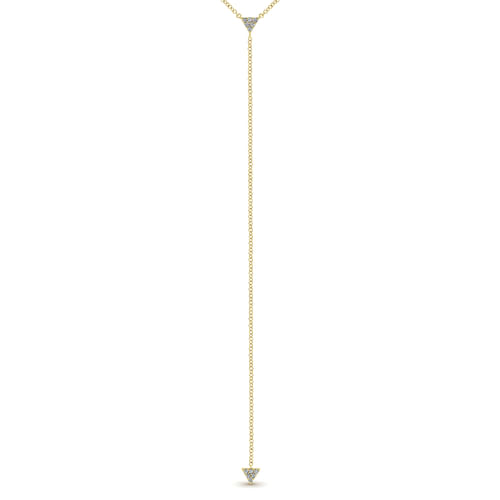 14k Yellow Gold Diamond Triangle Y Knot Necklace