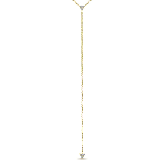 Gabriel - 14k Yellow Gold Diamond Triangle Y Knot Necklace