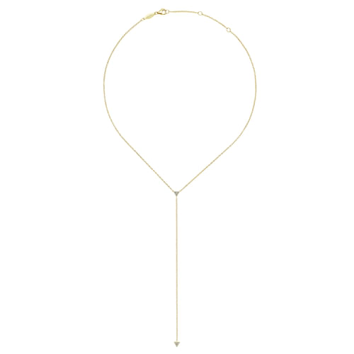 14k Yellow Gold Diamond Triangle Y Knot Necklace