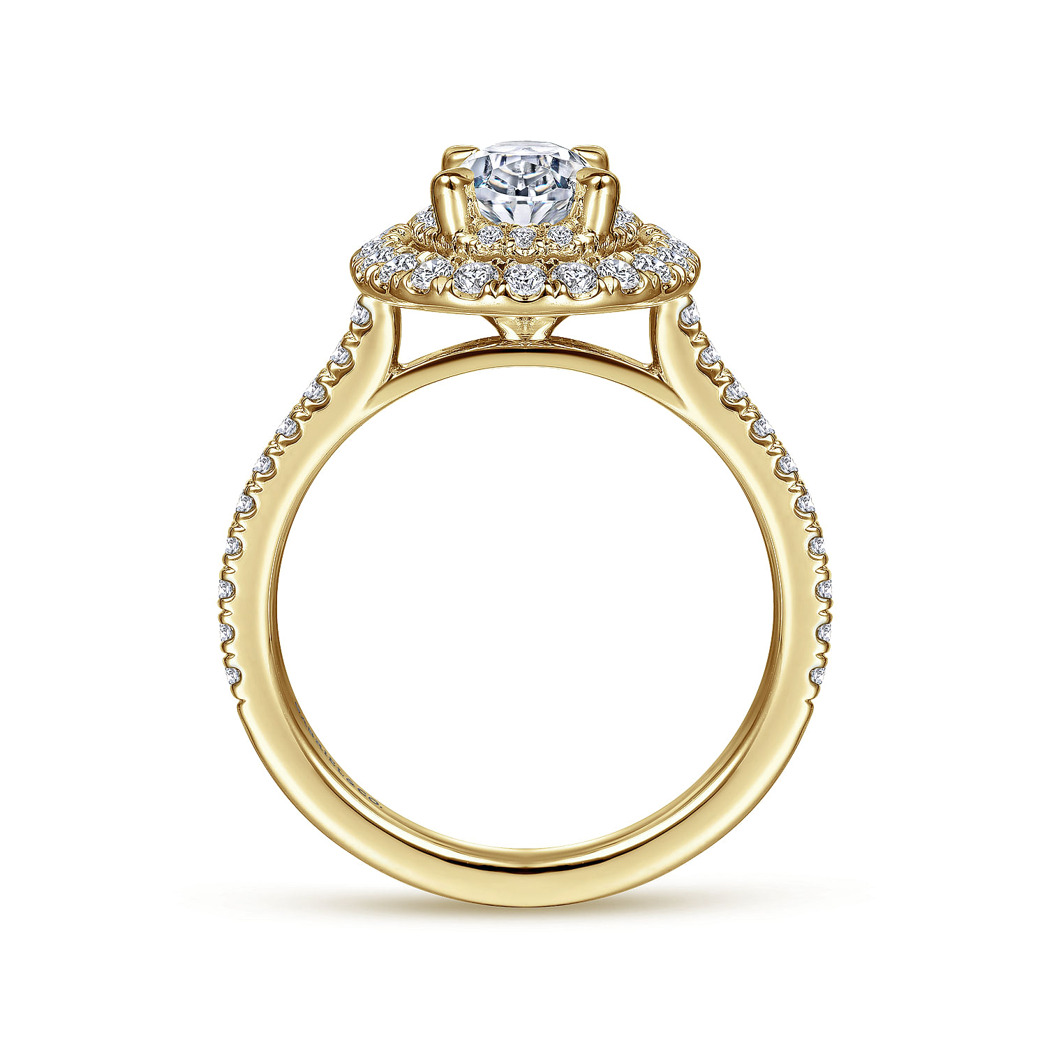 14k Yellow Gold Oval Double Halo Diamond Engagement Ring