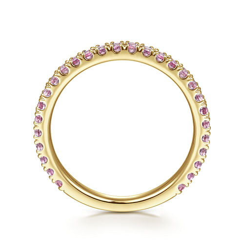 14k Yellow Gold Pink Sapphire Stackable Ring