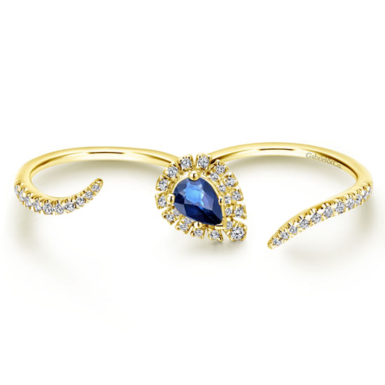 Gabriel - 14k Yellow Gold Sapphire & Diamond Open Double Ring