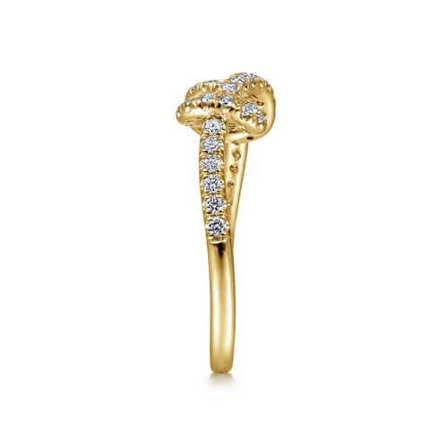 14k Yellow Gold Twisted Diamond Infinity Knot Ring