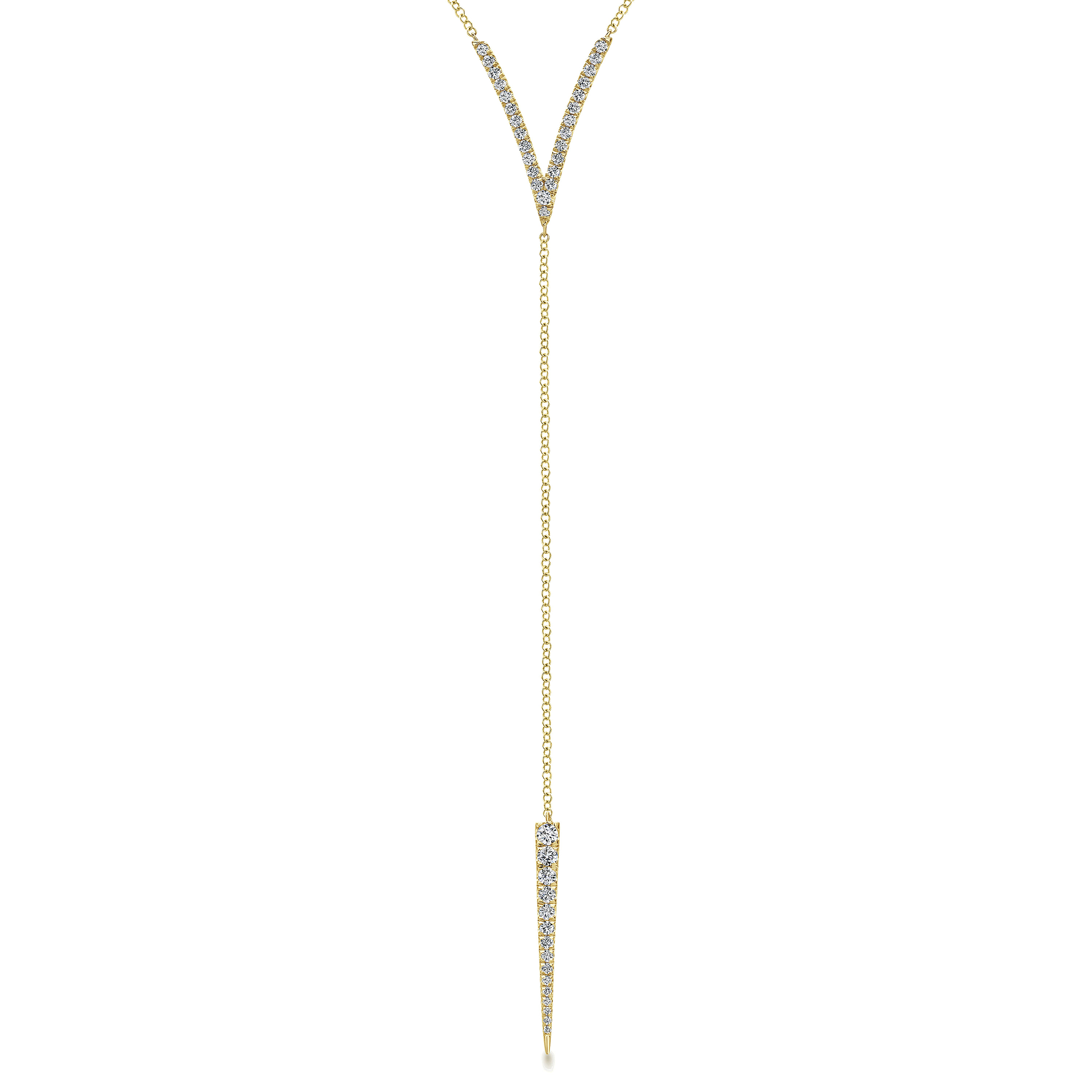 14k Yellow Gold V Diamond Y Knot Necklace
