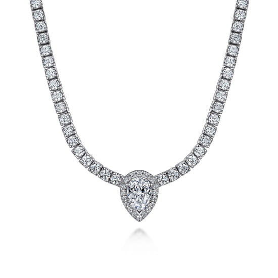 17 inch 14K White Gold Diamond Tennis Necklace 17 inch 14K White Gold Diamond Tennis Necklace