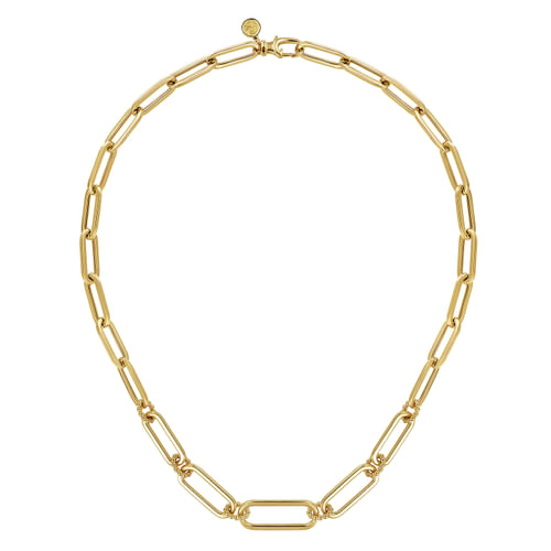 17 inch 14K Yellow Casted Gold Bujukan Ball Link and Hollow Paperclip Link Chain Necklace