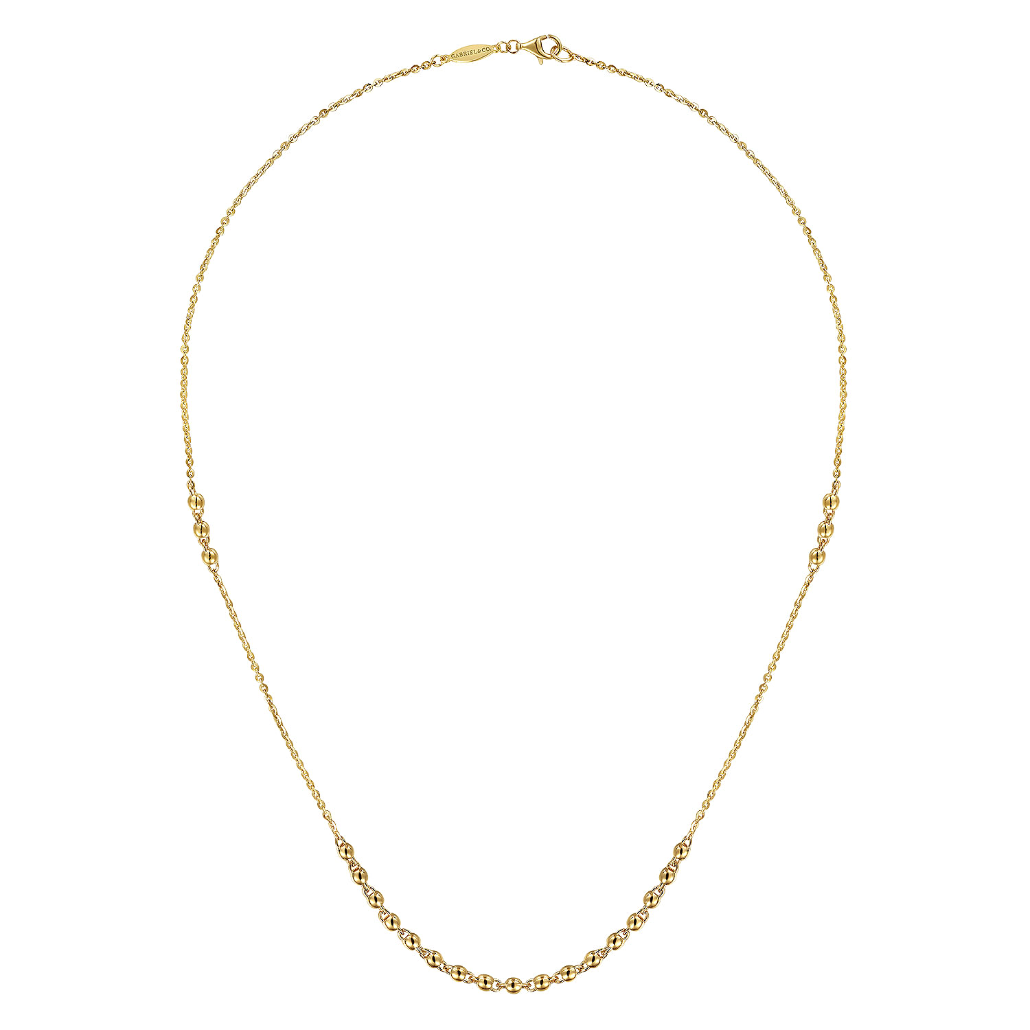 18 Inch 14K Yellow Gold Beaded Station Necklace