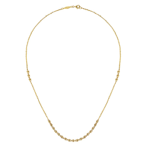 18 Inch 14K Yellow Gold Beaded Station Necklace