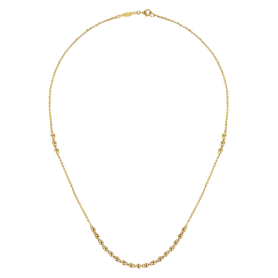18 Inch 14K Yellow Gold Beaded Station Necklace angle 2