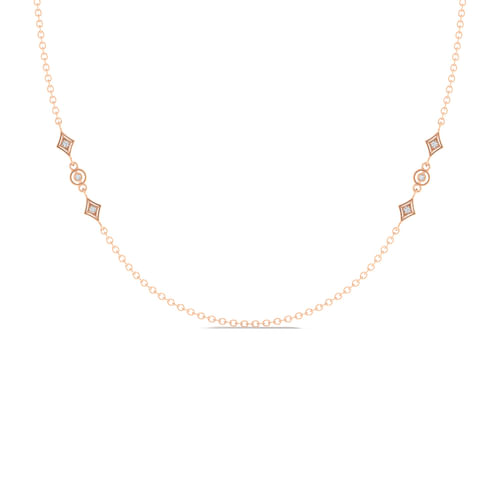 18 inch 14K Rose Gold Diamond Station Necklace
