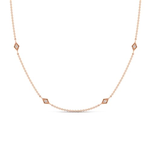 18 inch 14K Rose Gold Diamond Station Necklace