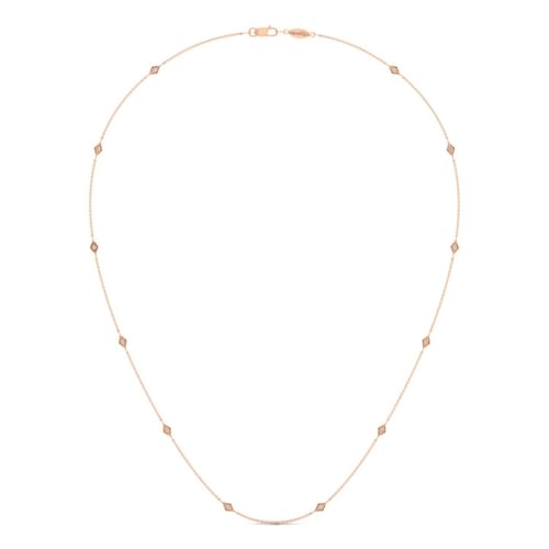 18 inch 14K Rose Gold Diamond Station Necklace