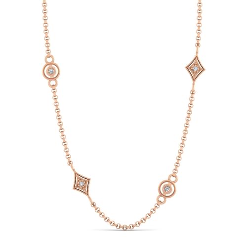 18 inch 14K Rose Gold Diamond Station