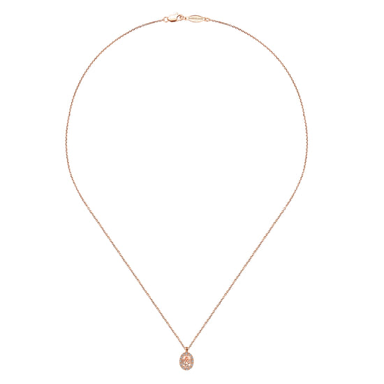18 inch 14K Rose Gold Morganite and Diamond Halo Drop Necklace angle 2