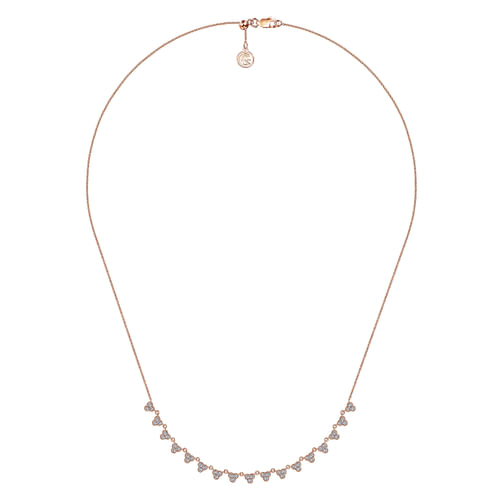 18 inch 14K Rose Gold Scalloped Diamond Choker Necklace