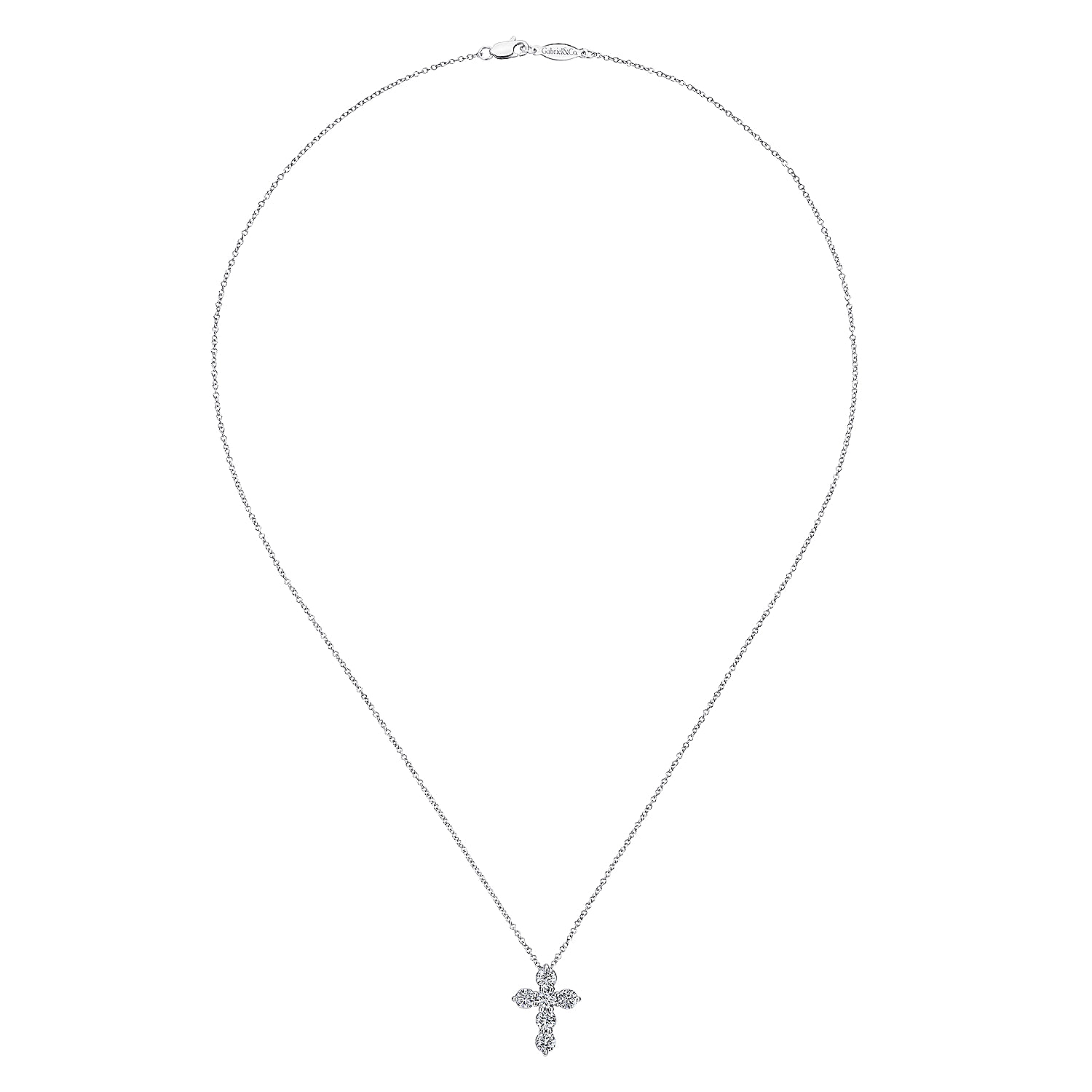 18 inch 14K White Gold Diamond Cross Pendant Necklace