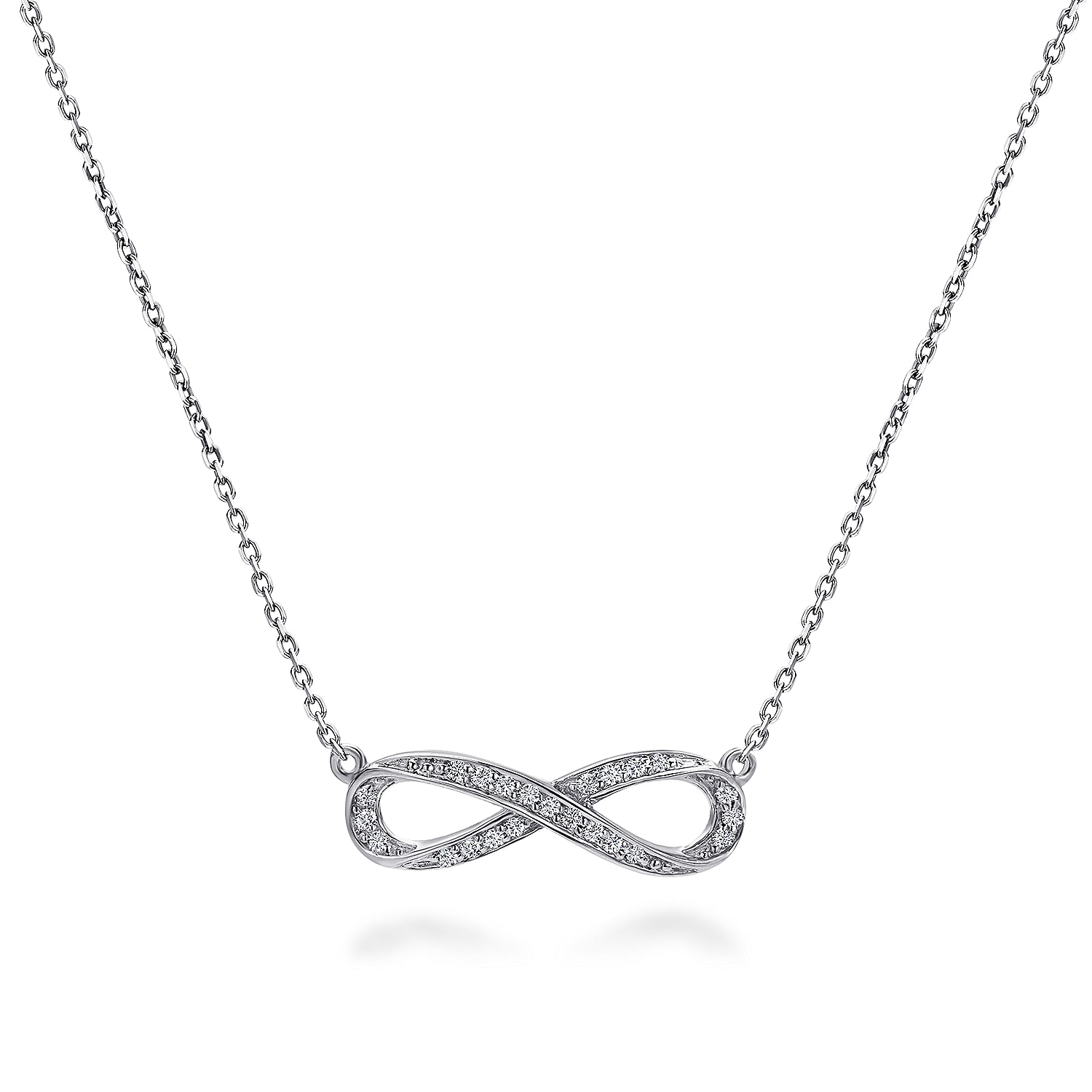 18 inch 14K White Gold Diamond Infinity Pendant Necklace