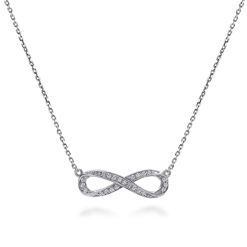 18 inch 14K White Gold Diamond Infinity Pendant Necklace