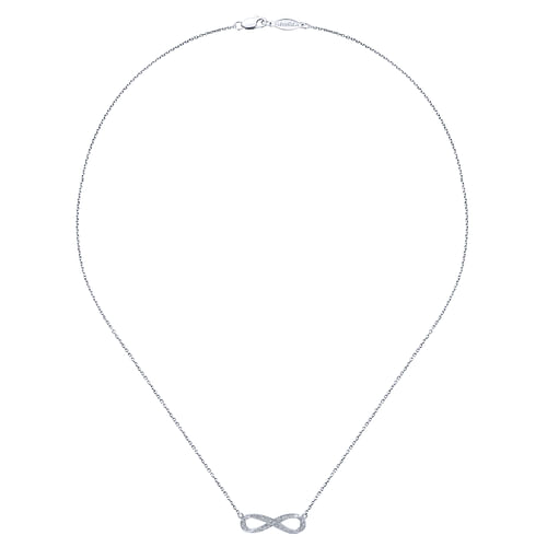 18 inch 14K White Gold Diamond Infinity Pendant Necklace