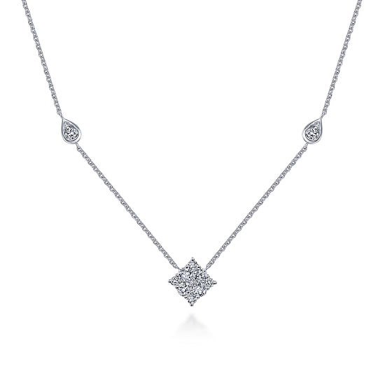 Gabriel - 18 inch 14K White Gold Diamond Station Necklace