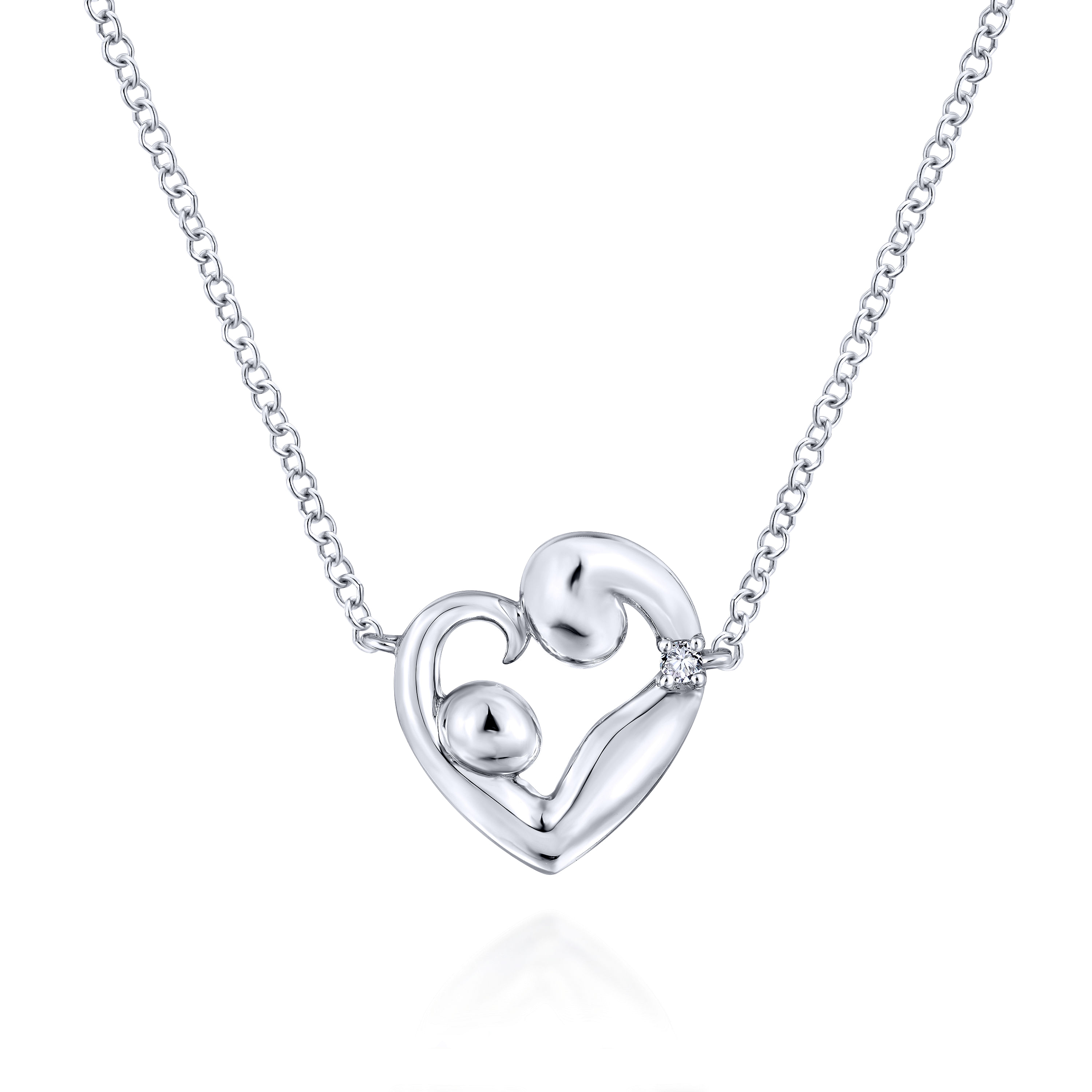 18 inch 14K White Gold Fashion Heart Necklace