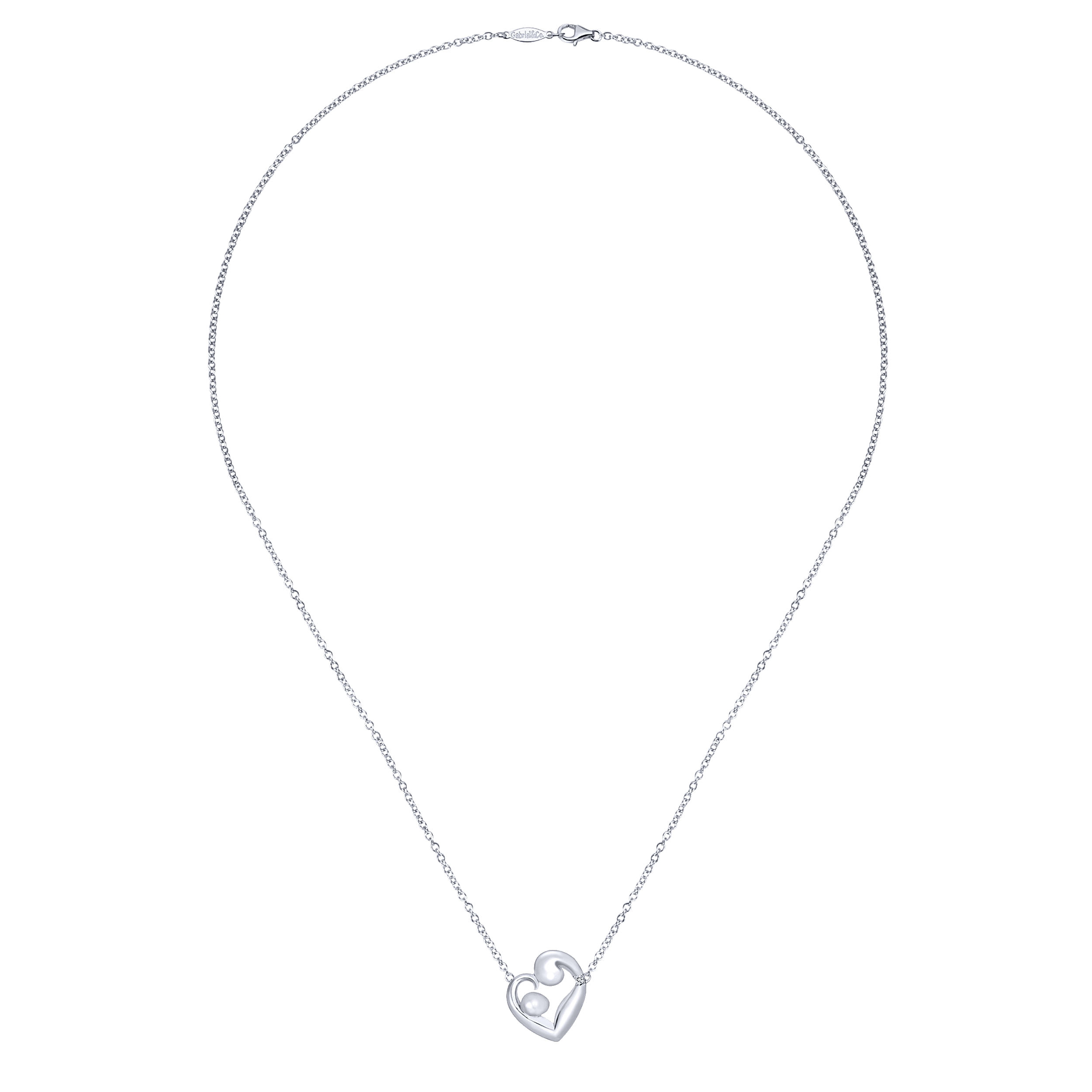 18 inch 14K White Gold Fashion Heart Necklace