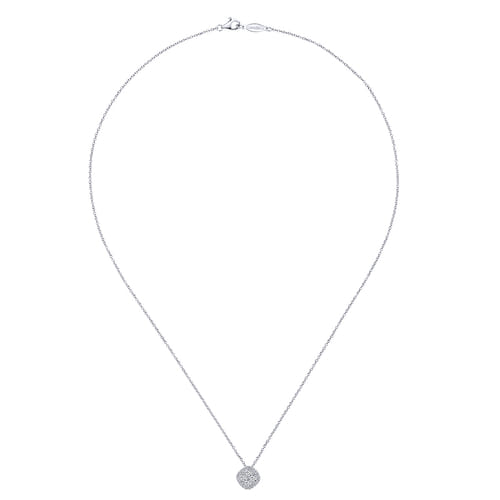 18 inch 14K White Gold Pavé Diamond Cushion Shaped Pendant Necklace 18 inch 14K White Gold Pavé Diamond Cushion Shaped Pendant Necklace