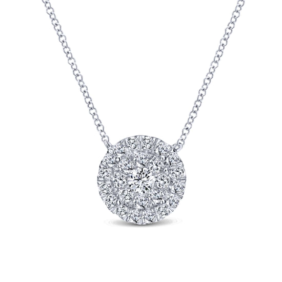 Gabriel - 18 inch 14K White Gold Round Pavé Diamond Pendant Necklace