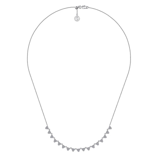 18 inch 14K White Gold Scalloped Diamond Choker Necklace