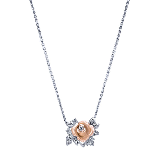 Gabriel - 18 inch 14K White Rose Gold Diamond Necklace