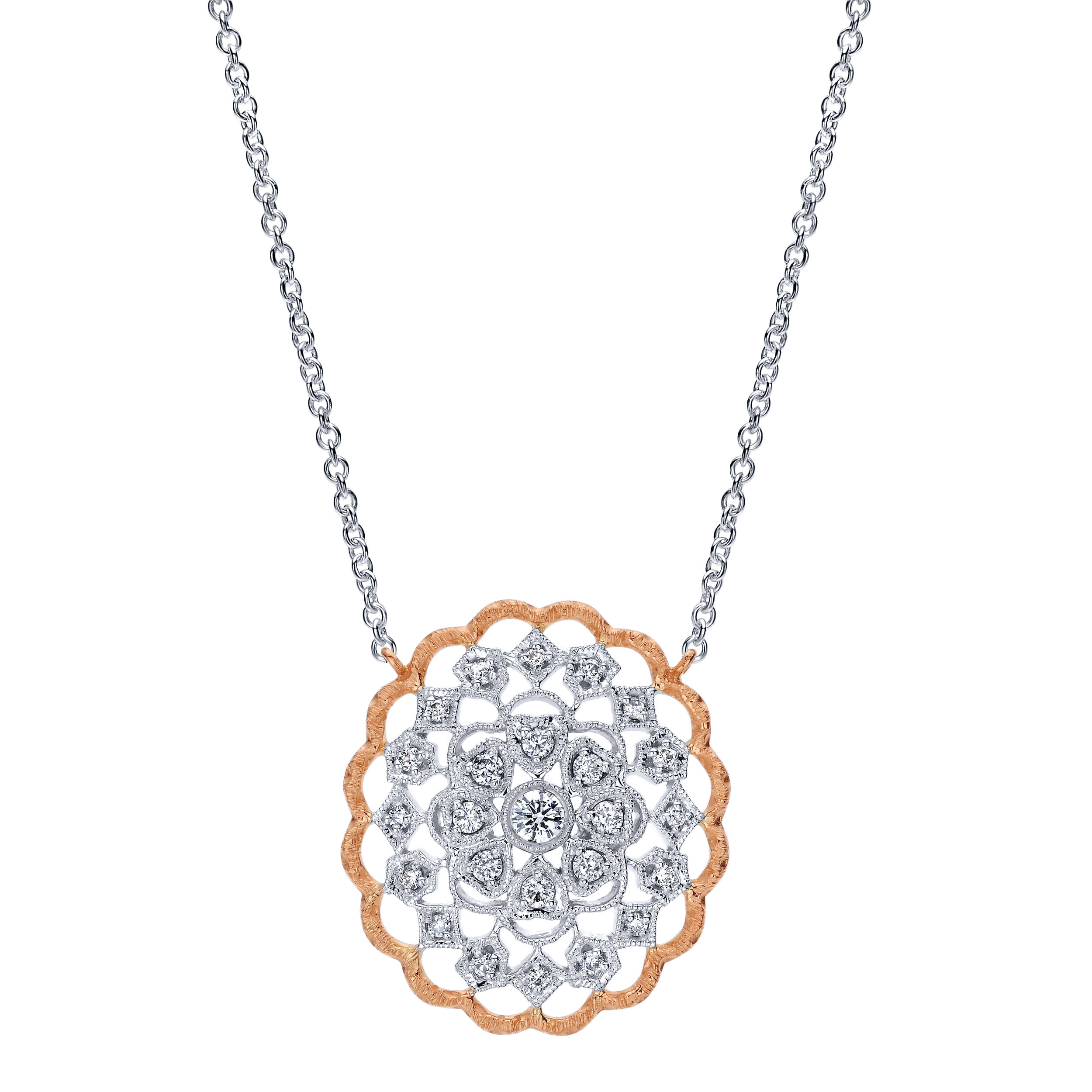 18 inch 14K White Rose Gold Diamond Necklace