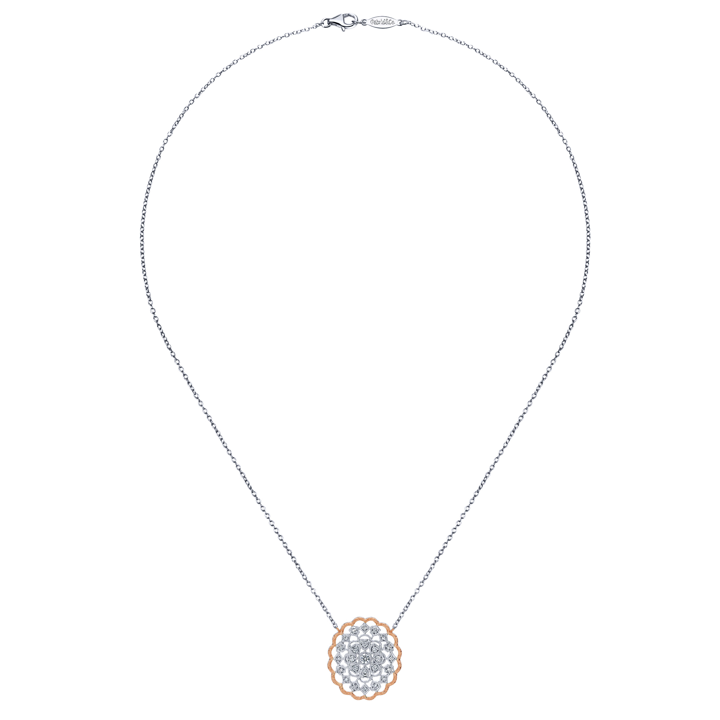 18 inch 14K White Rose Gold Diamond Necklace