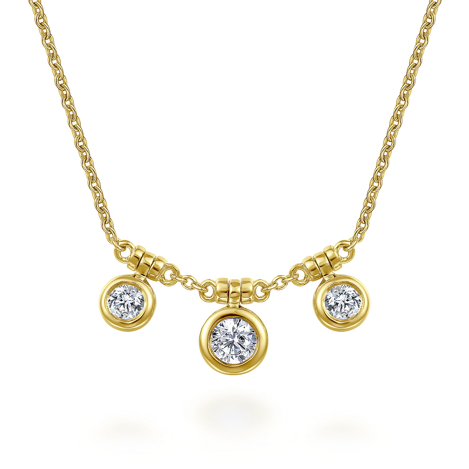 Gabriel - 18 inch 14K Yellow Gold Bezel Set Diamond Drop Necklace