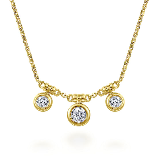 Gabriel - 18 inch 14K Yellow Gold Bezel Set Diamond Drop Necklace