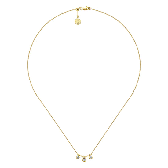 18 inch 14K Yellow Gold Bezel Set Diamond Drop Necklace angle 2