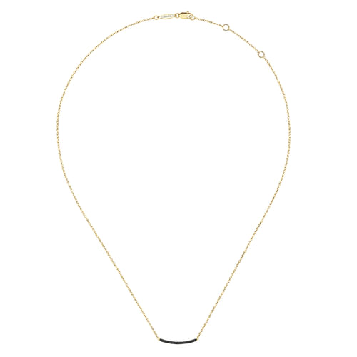 18 inch 14K Yellow Gold Black Diamond Pavé Curved Bar Necklace