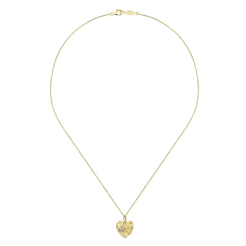 18 inch 14K Yellow Gold Diamond Leaf Pendant Necklace