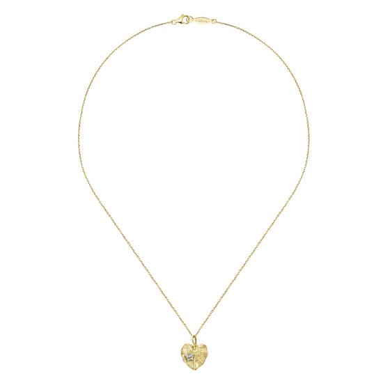 18 inch 14K Yellow Gold Diamond Leaf Pendant Necklace angle 2