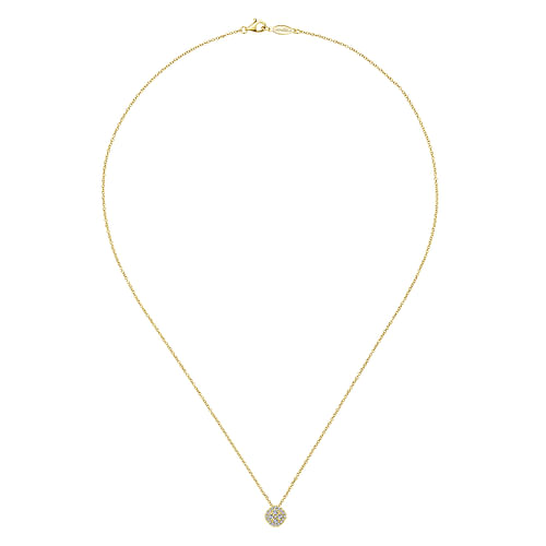 18 inch 14K Yellow Gold Diamond Pavé Cushion Pendant Necklace