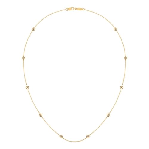 18 inch 14K Yellow Gold Diamond Wheel Station Necklace