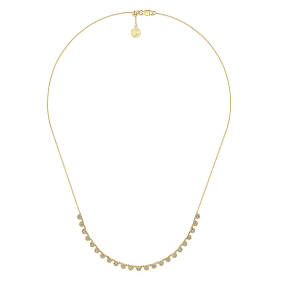 18 inch 14K Yellow Gold Round Diamond Station Necklace angle 2