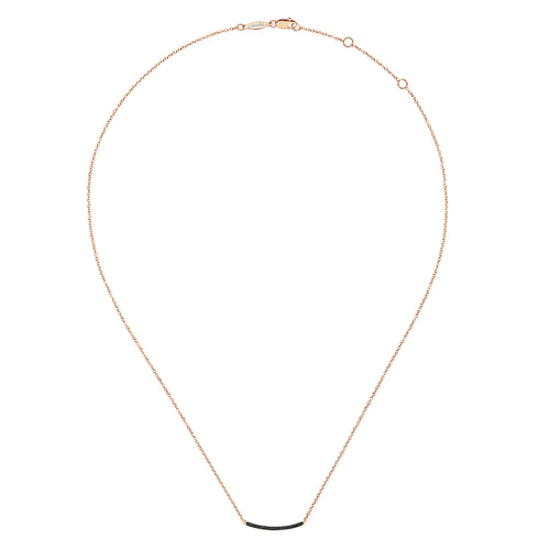 18 inch 14k Rose Gold Curving Black Diamond Bar Necklace