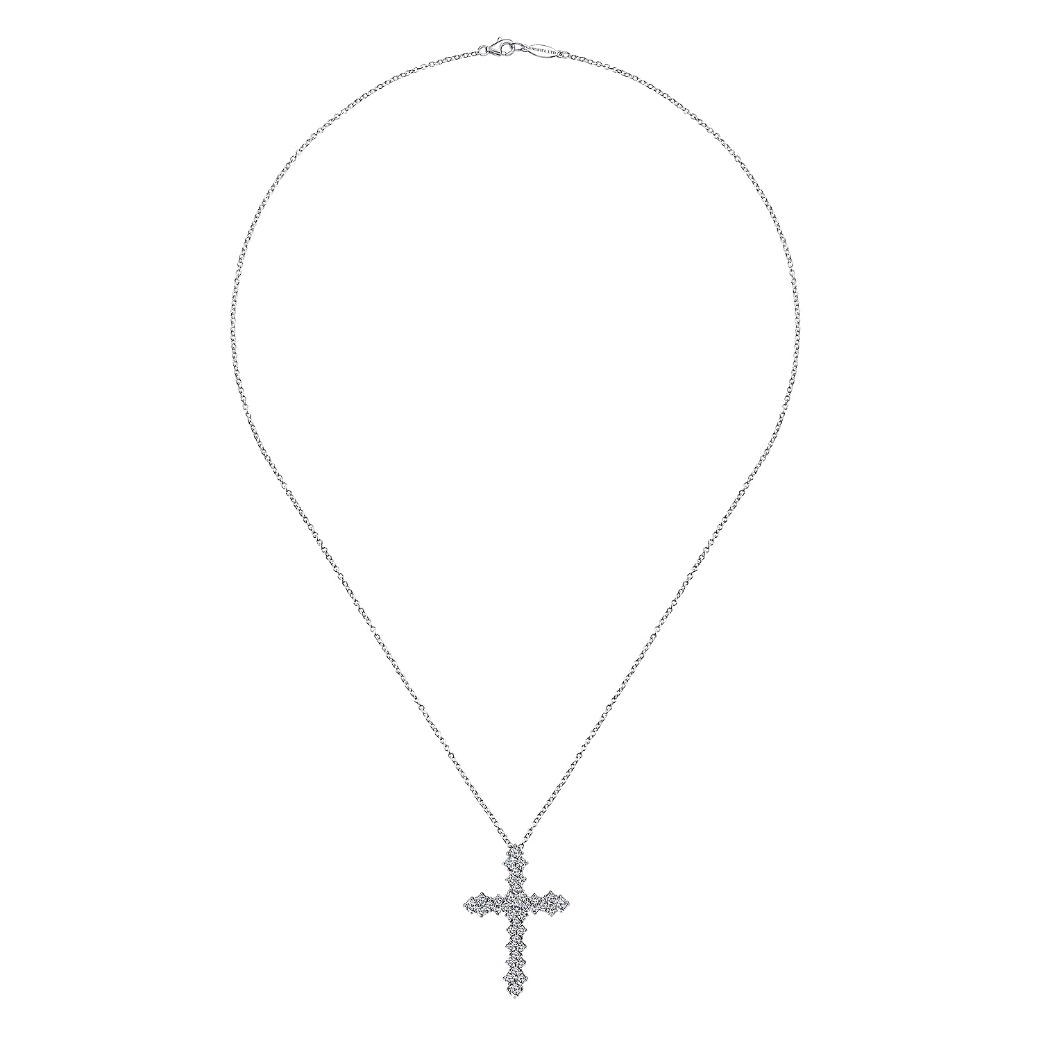 18 inch 18K White Gold Diamond Cross Pendant Necklace
