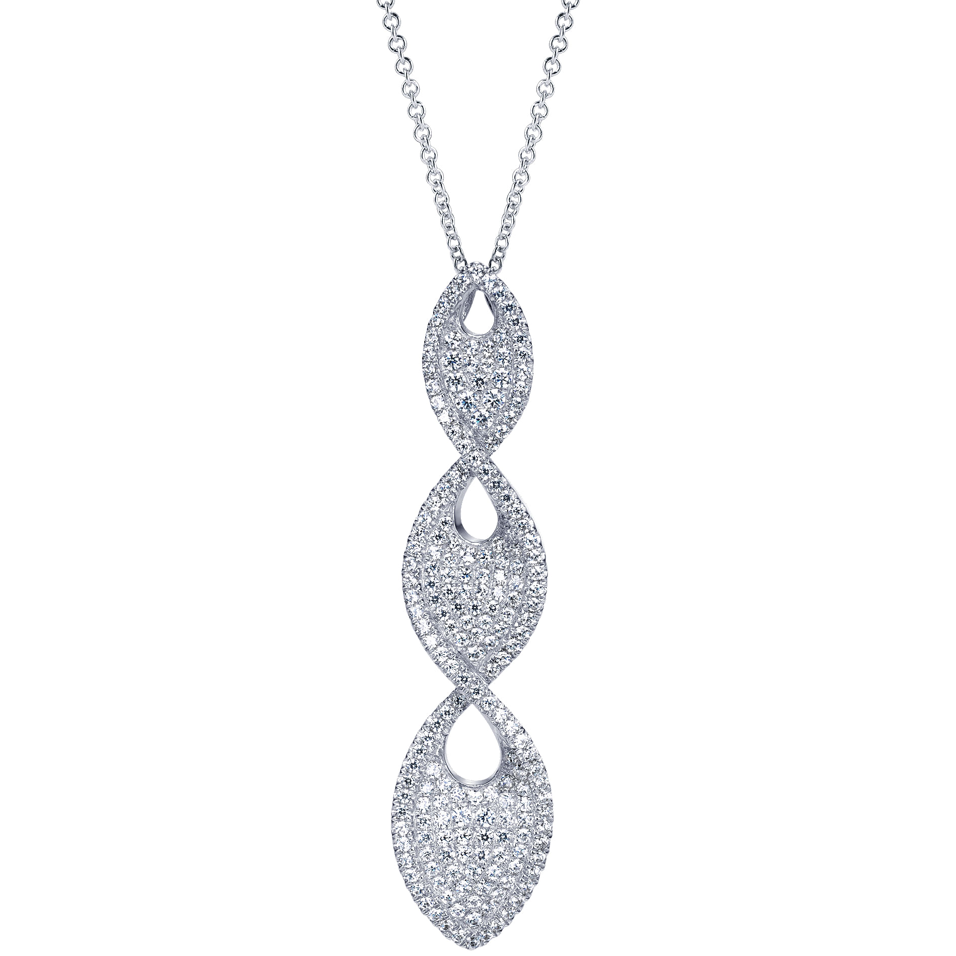 Gabriel - 18 inch 18K White Gold Triple Marquise Pavé Diamond Pendant Necklace