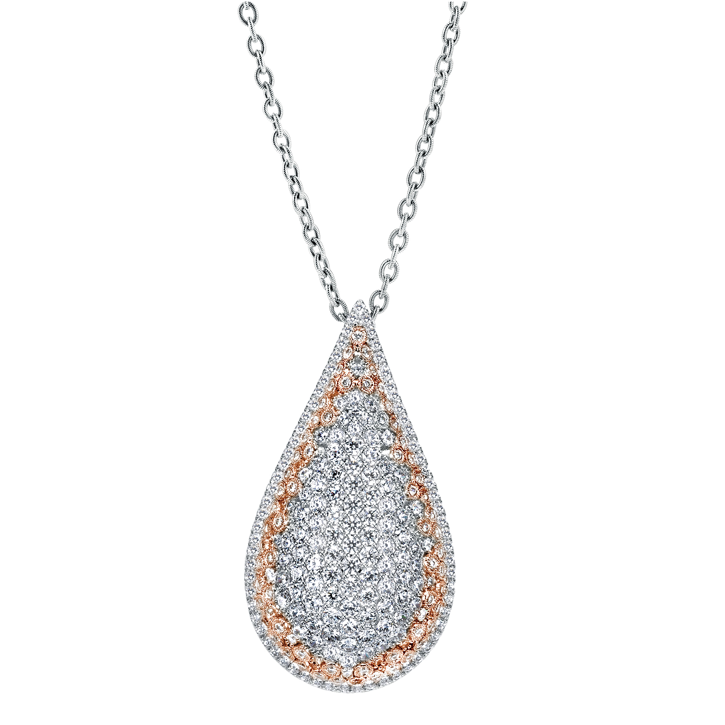 18 inch 18K White Rose Gold Diamond Necklace