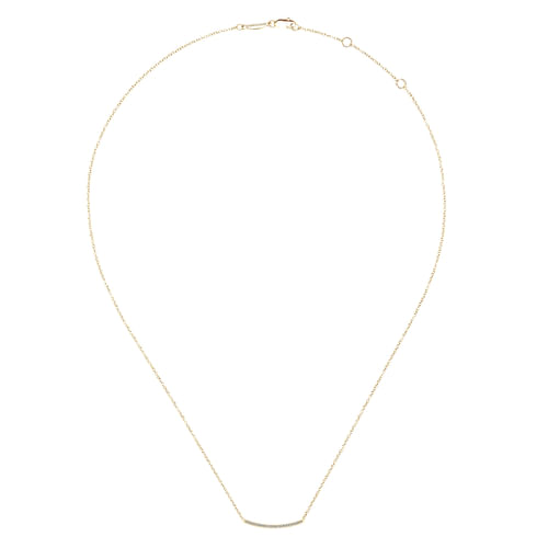 18 inch 18K Yellow Gold Diamond Pavé Curved Bar Necklace