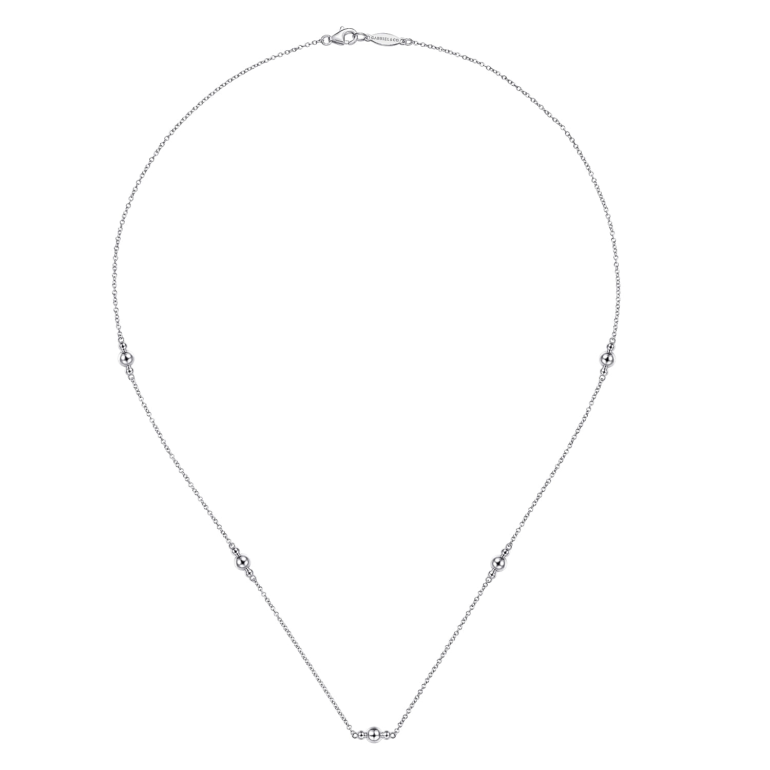 18 inch 925 Sterling Silver Beaded Necklace