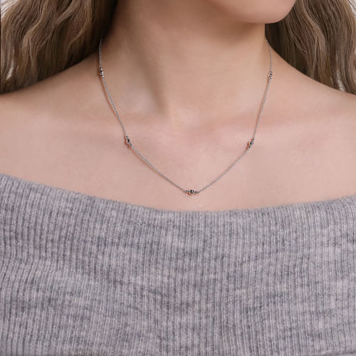 18 inch 925 Sterling Silver Beaded Necklace