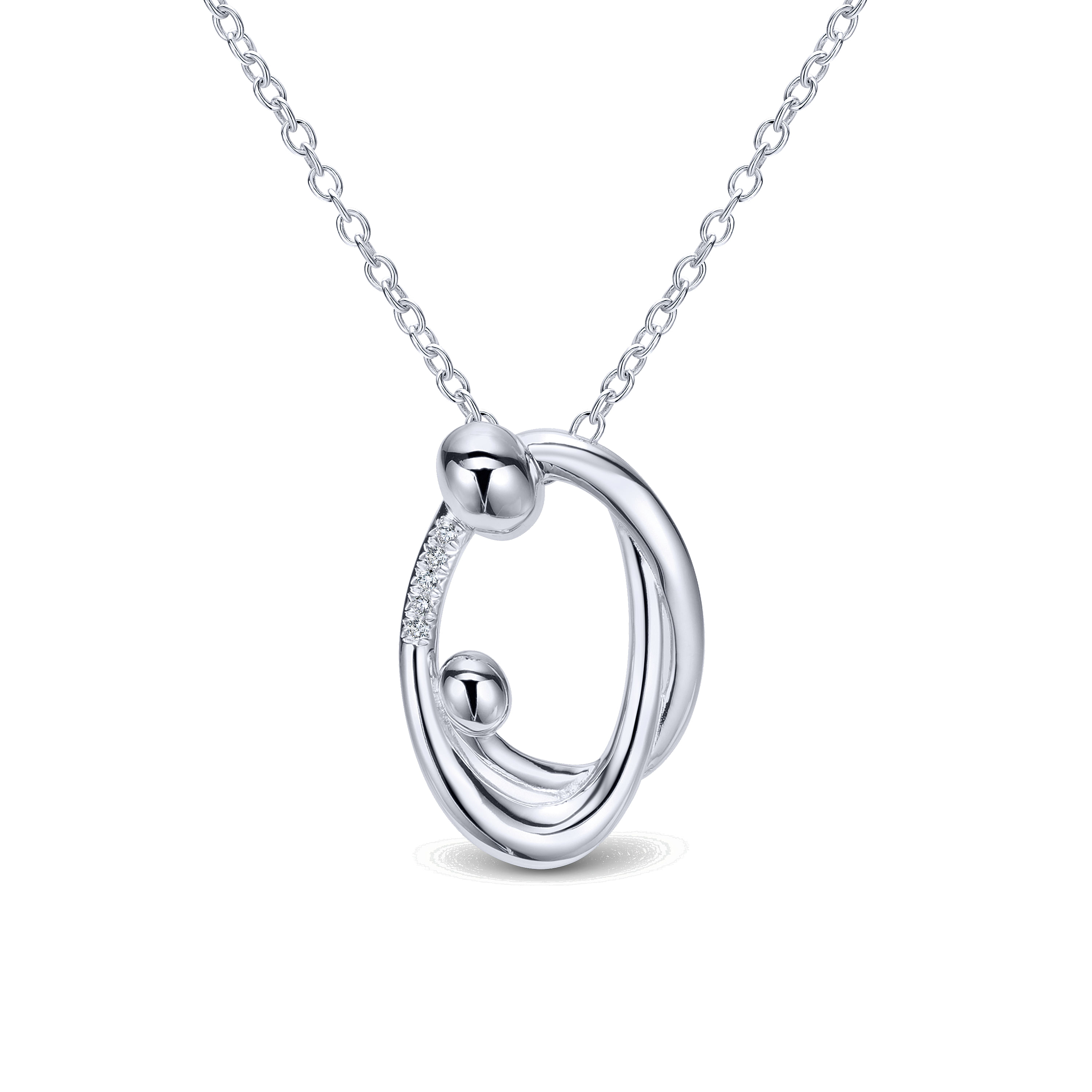 18 inch 925 Sterling Silver Mother and Child Pendant Necklace with Diamonds