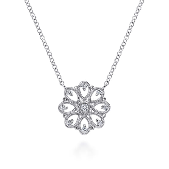 18 inch 925 Sterling Silver White Sapphire Filigree Pendant Necklace 18 inch 925 Sterling Silver White Sapphire Filigree Pendant Necklace